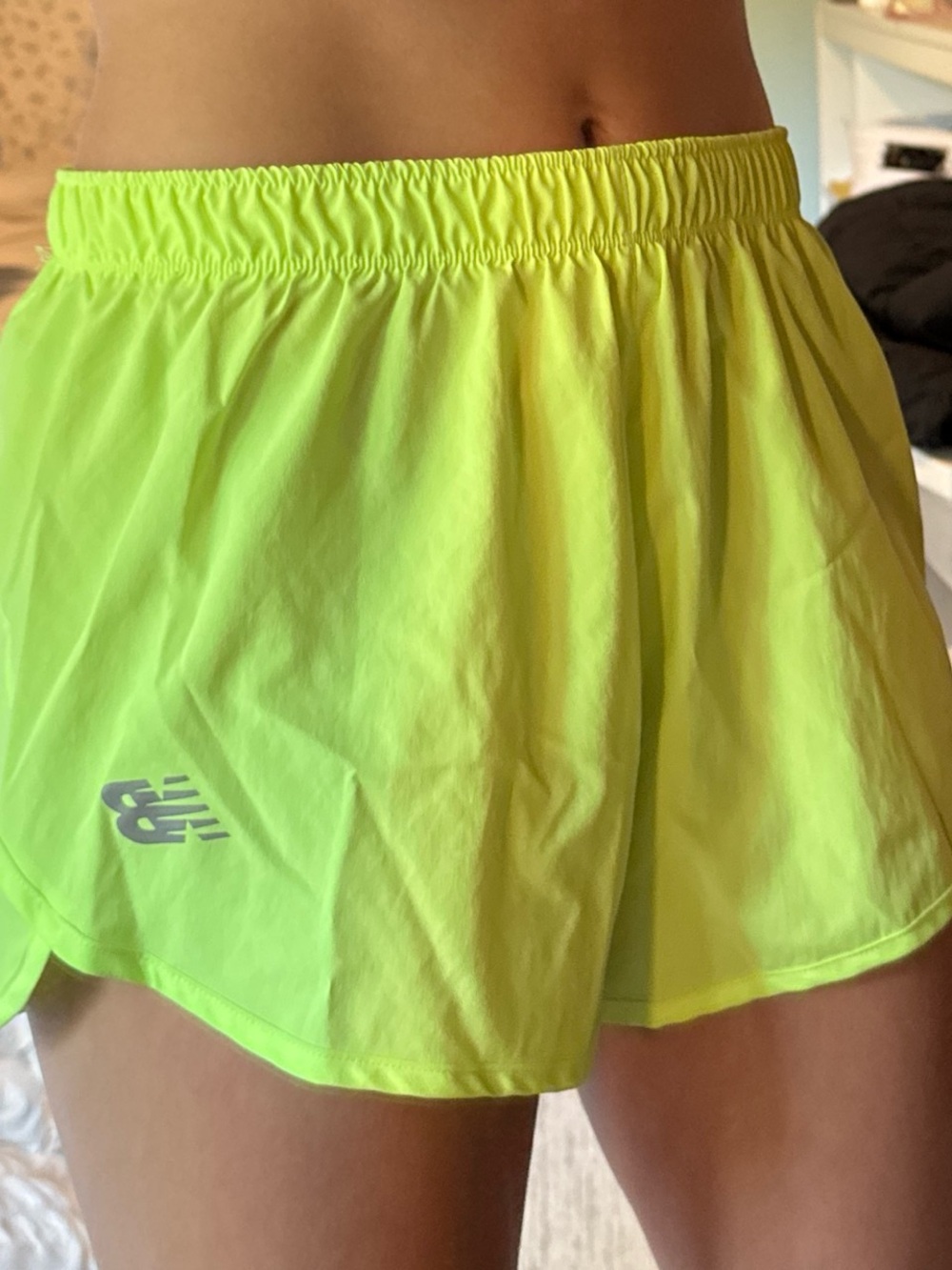 New Balance Women's Neon Yellow Running Shorts - no lining